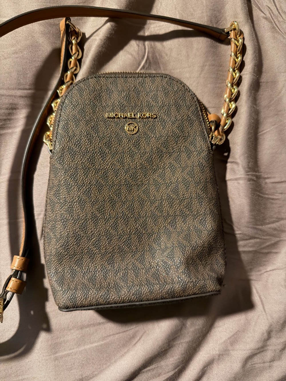 Michael Kors “Jet Set’ Brown Logo Crossbody Bag